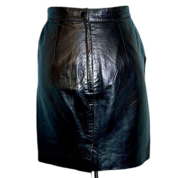 Vintage 80s 90s Authentic Soft Leather Mini Skirt Sz M - Picture 5 of 10
